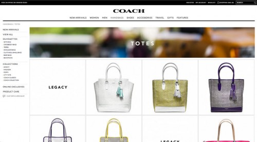 Coach.com New Design Results Page