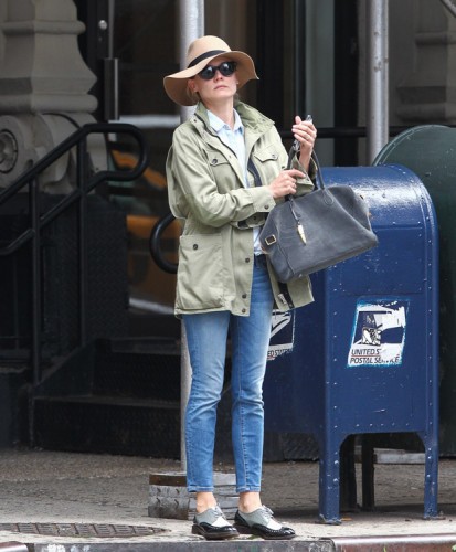 Diane Kruger carries a Balmain x Aurelie Bidermann Pierre Bag in NYC (5)