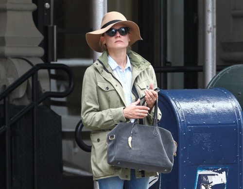 Diane Kruger carries a Balmain x Aurelie Bidermann Pierre Bag in NYC (1)