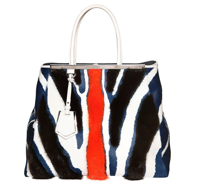 Fendi 2Jours Mink and White Leather Large Tote Bag