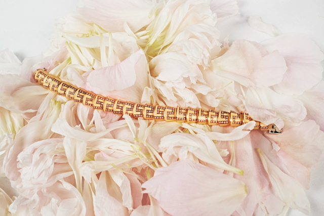 Diamond Enamel and Gold Bracelet