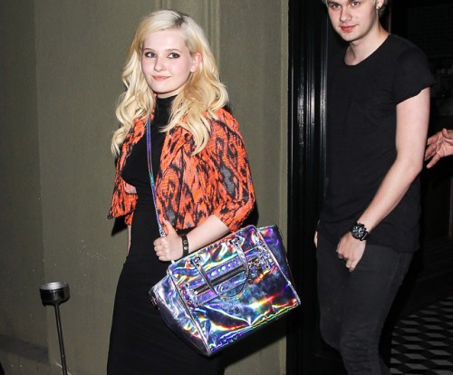 Abigail Breslin carries a Milly Holographic Demi Tote to dinner in LA (5)