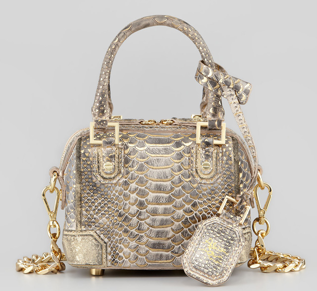 Alice Olivia S First Handbags Land At Neiman Marcus Purseblog Alice Olivia Mini Snake Embossed Bag
