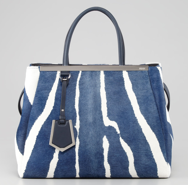 Fendi 2Jours Tote Blue Zebra