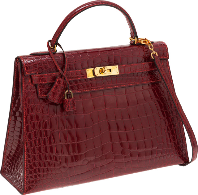 Hermes Kelly Sellier 32cm Rouge H Crocodile Bag