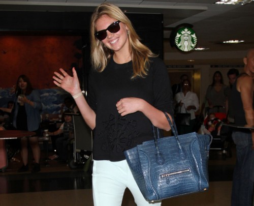Kate Upton carries a Celine Crocodile Luggage Tote in NYC (5)