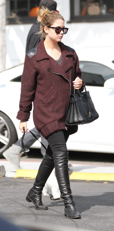 Ashley Benson Strolls with Her Pup and Her Saint Laurent Bag - PurseBlog