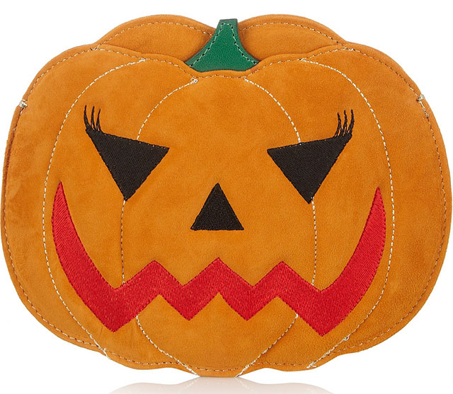 Charlotte Olympia Boo Pumpkin Suede Clutch
