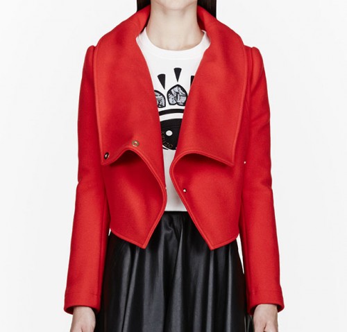 Kenzo Vermillion Red Wool Cropped Jacket