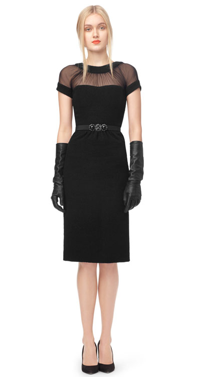 Oscar de la Renta Crepe Sleeve Sweetheart Slim Dress
