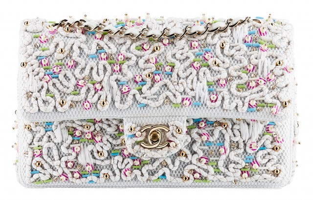 Chanel Beaded Flap Bag White