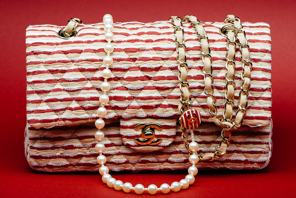 Chanel Flapbag in Fabric/Pearl/Metal