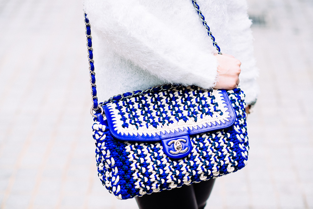 Chanel Accordian Bag in Cord/Lambskin/Metal