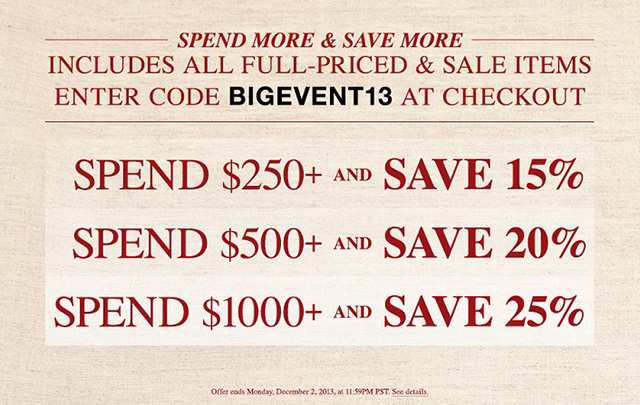Black Friday 2013 Starts Early with ShopBop’s Spend More, Save More
