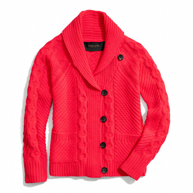Coach Handknit Aran Shawl Cardigan