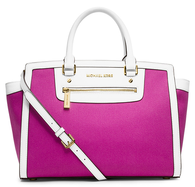 pink and white michael kors purse