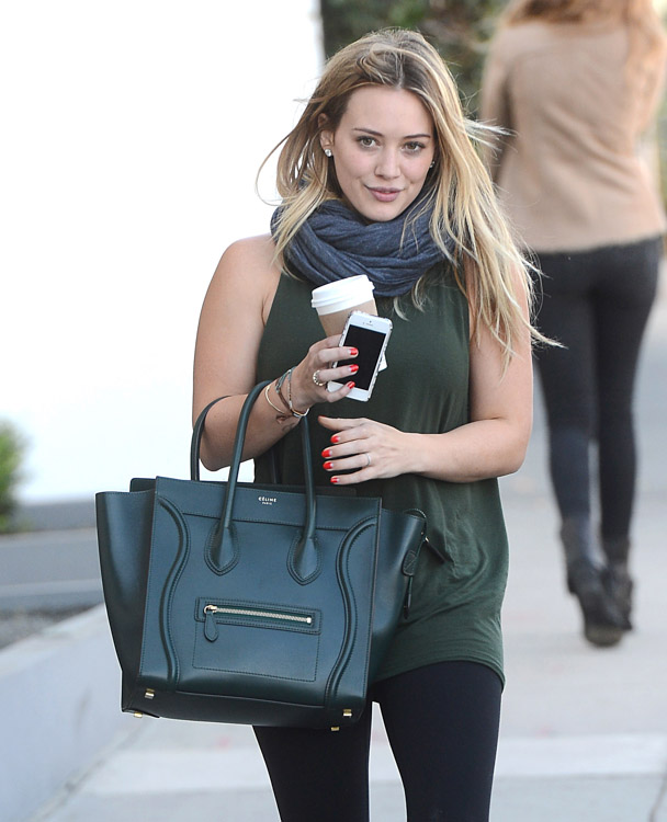 Style a Bottega Veneta crossbody bag like Hilary Duff