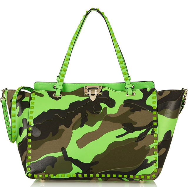 Valentino Rockstud Neon Camouflage Tze Tote Purseblog