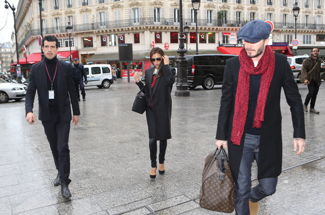 David and Victoria Beckham Leave Paris with Louis Vuitton Luggage