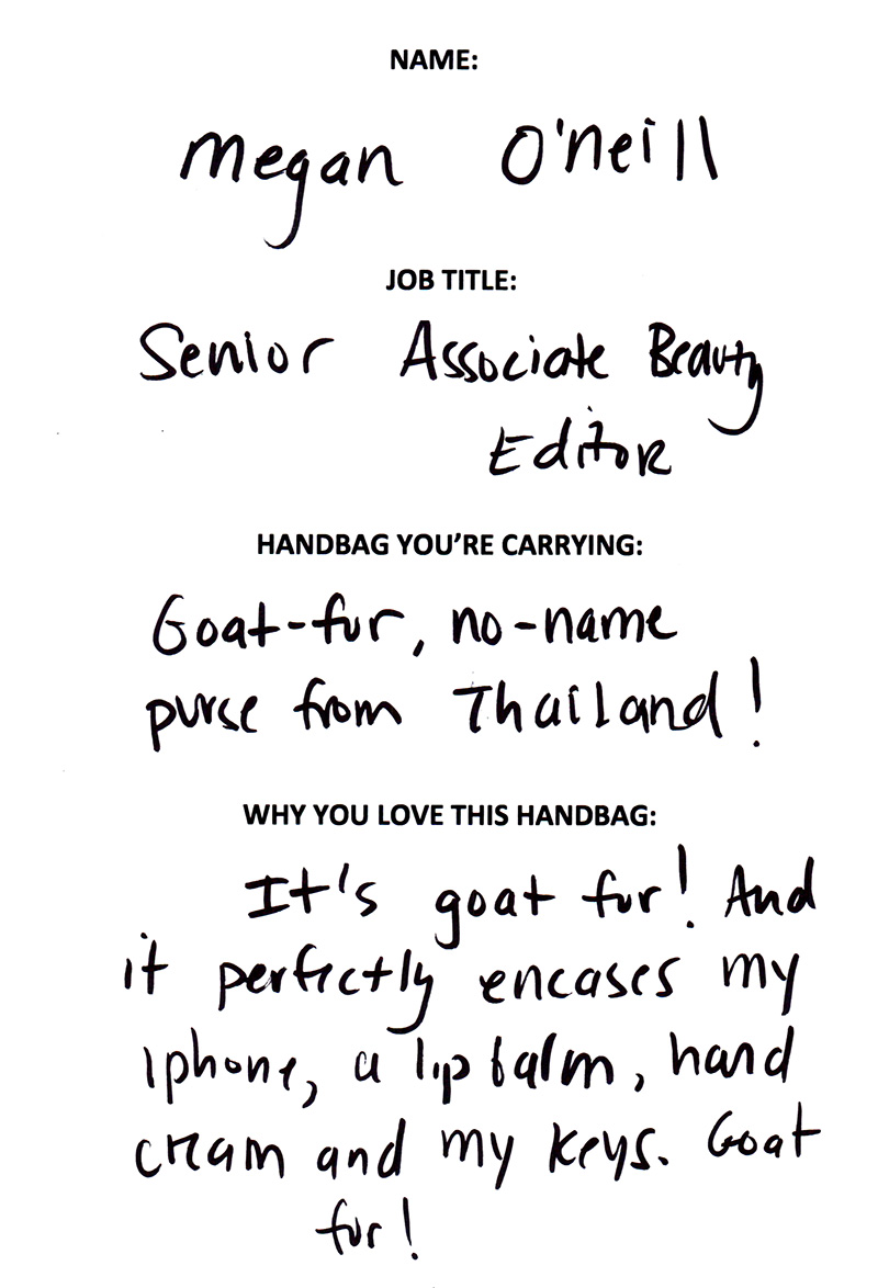 The Many Bags of Lucky Magazine's Editorial Staff 25 Megan O'Neill Goat Fur Thailand Answers