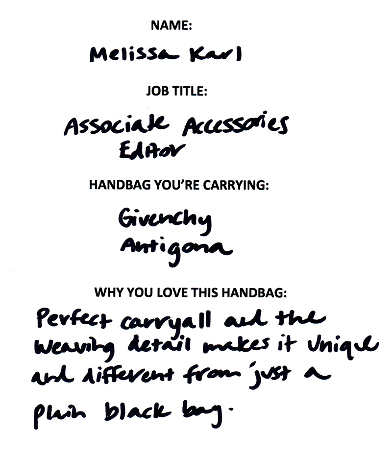 The Many Bags of Lucky Magazine's Editorial Staff 27 Melissa Karl Givenchy Antigona Answers