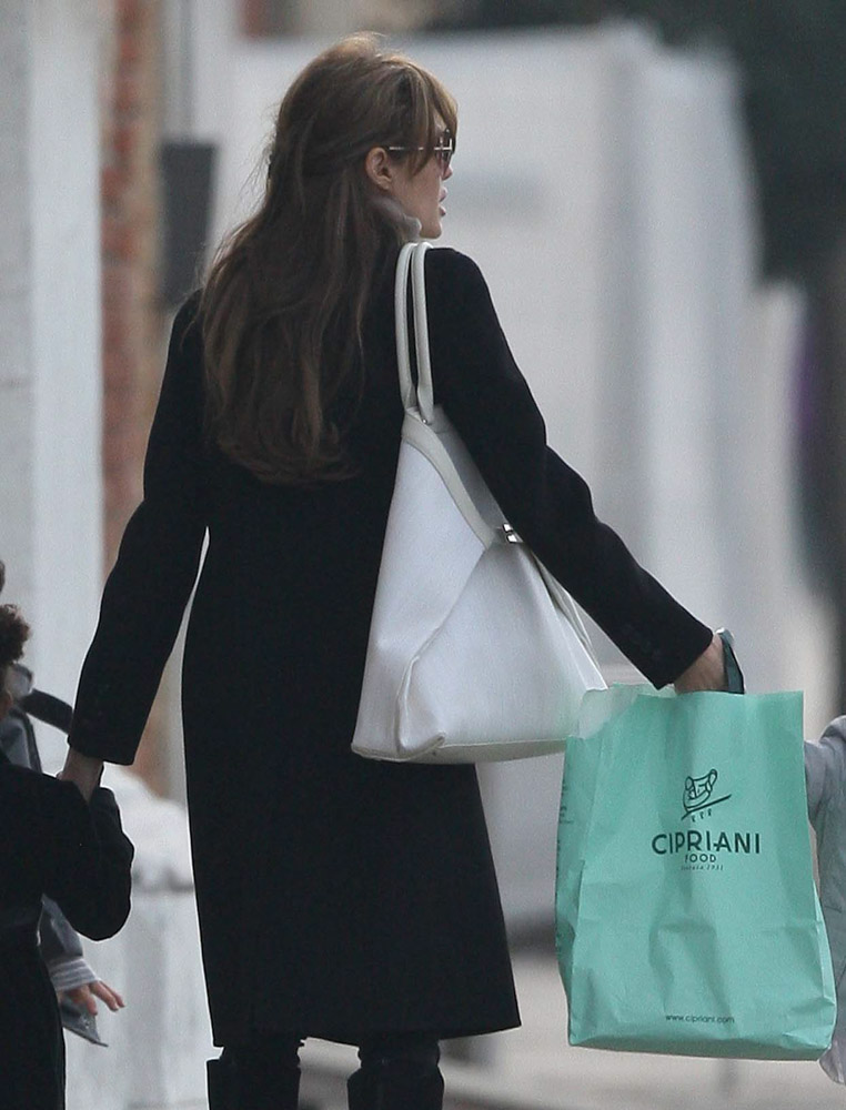 Angelina Jolie With Everlane's White Petra Market Tote in Los