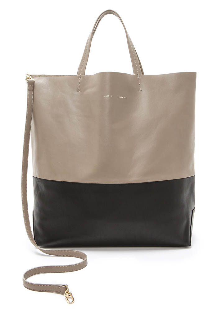 Alice.D Beige Black Leather Tote