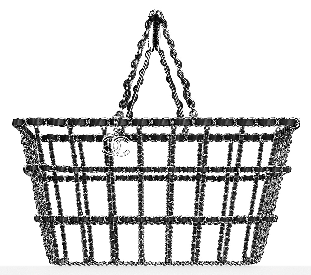 Chanel Brass and Leather Shopping Basket 12500