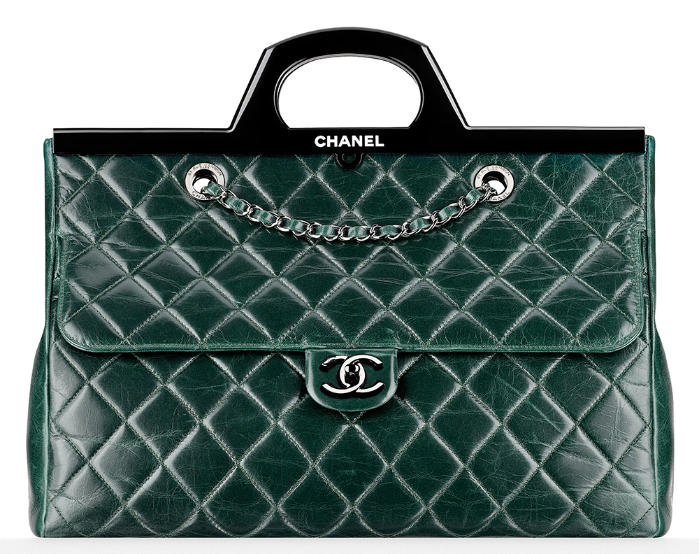 CHANEL Brass Calfskin Grocery By Chanel Shopping Basket Silver