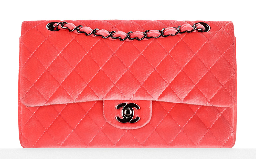 Chanel Velvet Classic Flap Bag Peach 3700