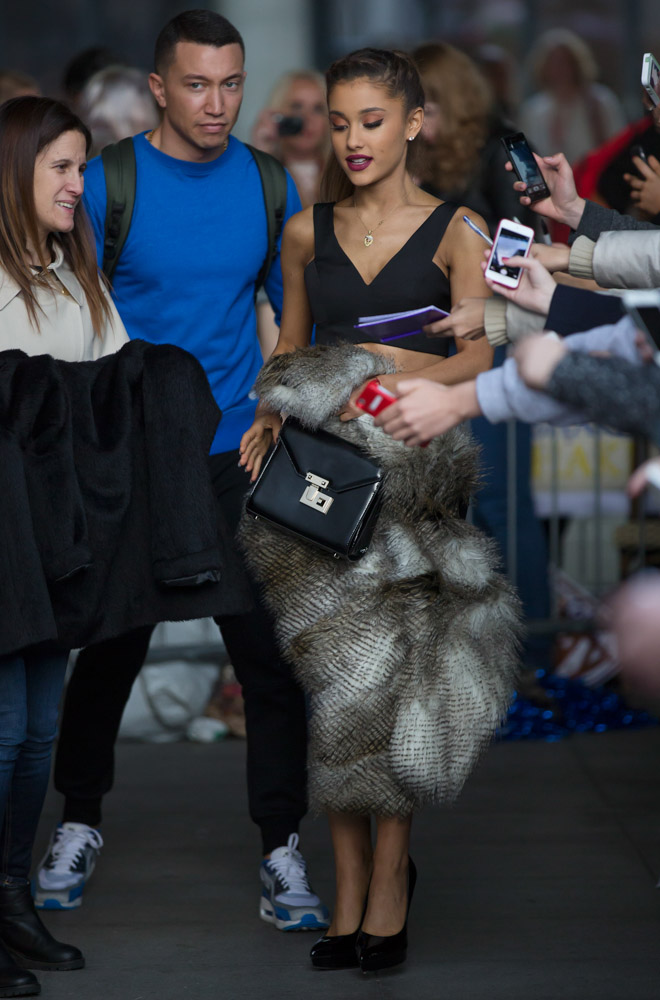 Ariana Grande Does the London Press Rounds with Rebecca Minkoff