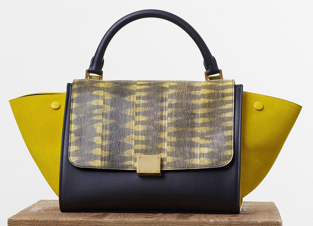 Celine-Small-Trapeze-Bag-Yellow-Tigersnake