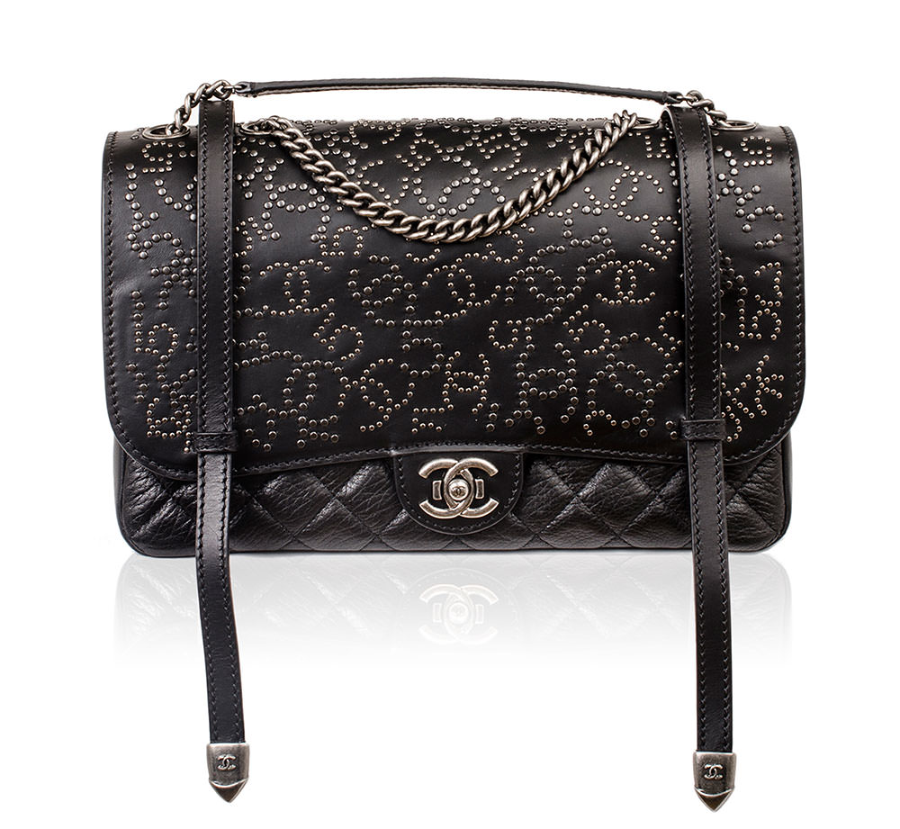 Chanel Classic Flap So Studded Mini Dallas Black Leather Cross Body Bag