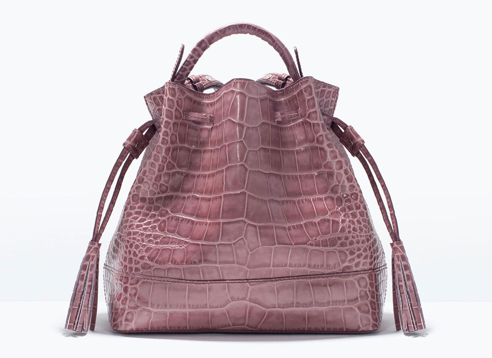 mini leather bucket bag zara