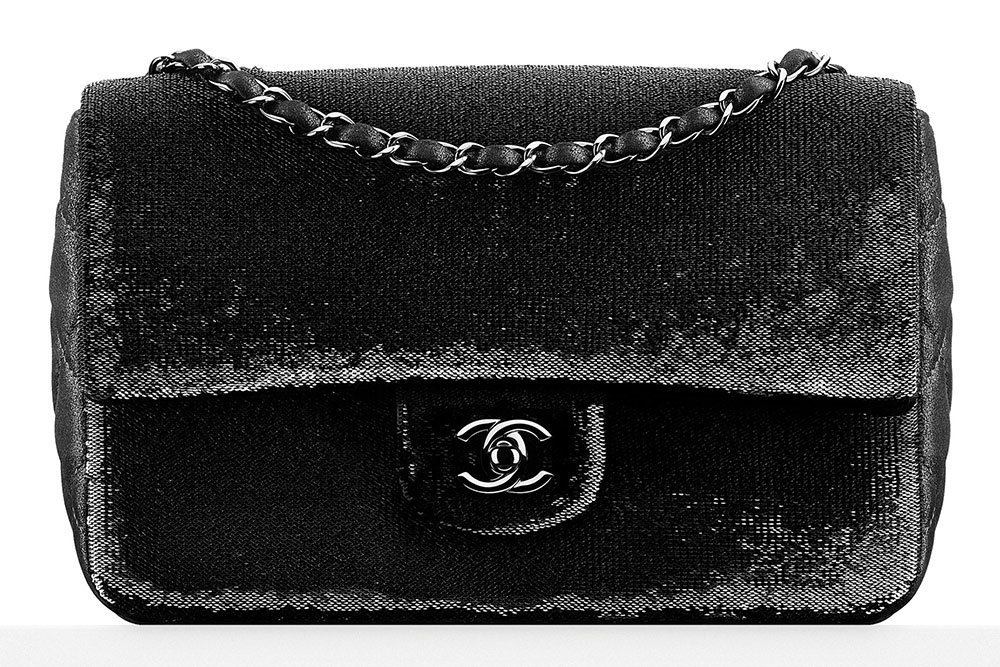black sparkly chanel bag