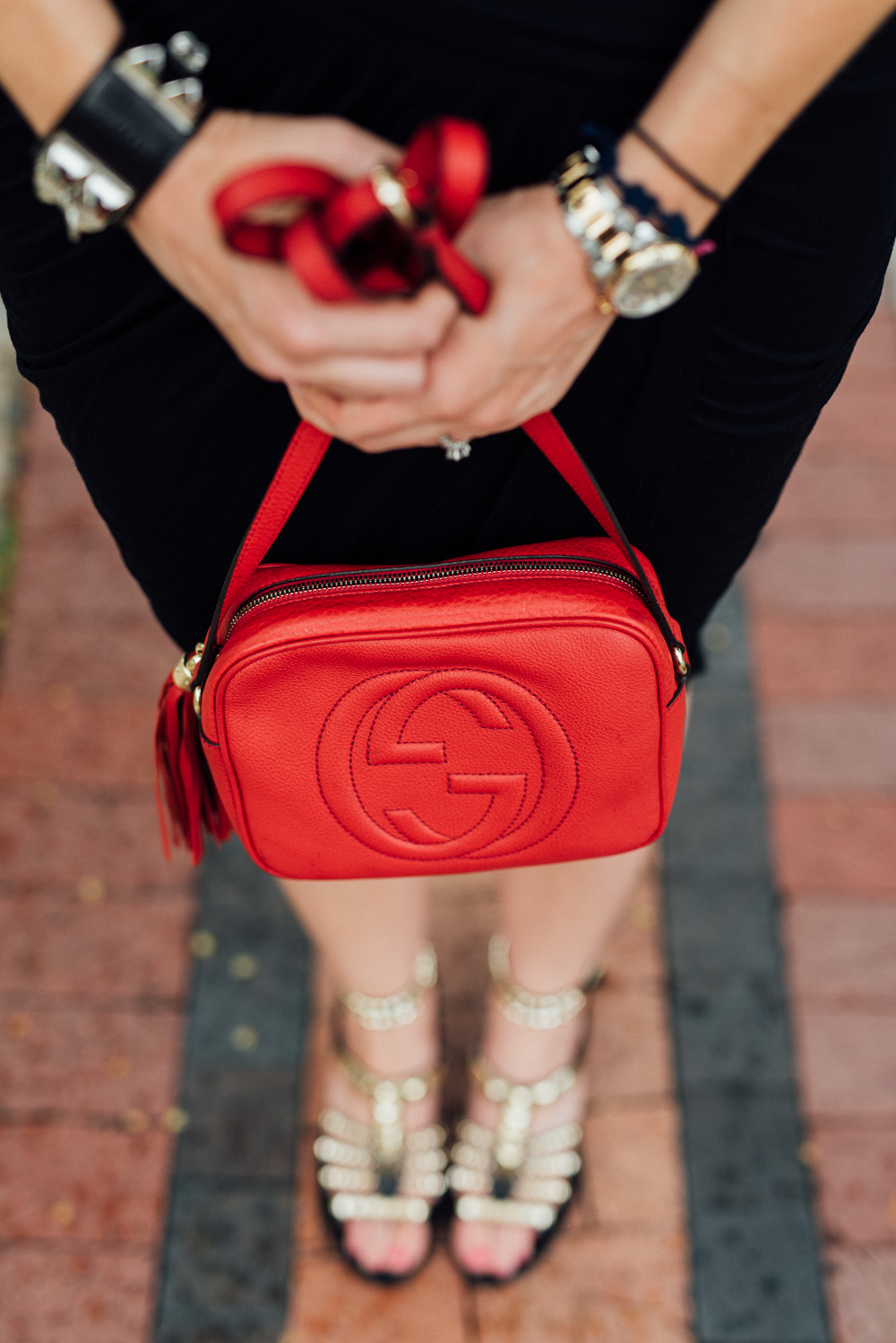 gucci red disco bag