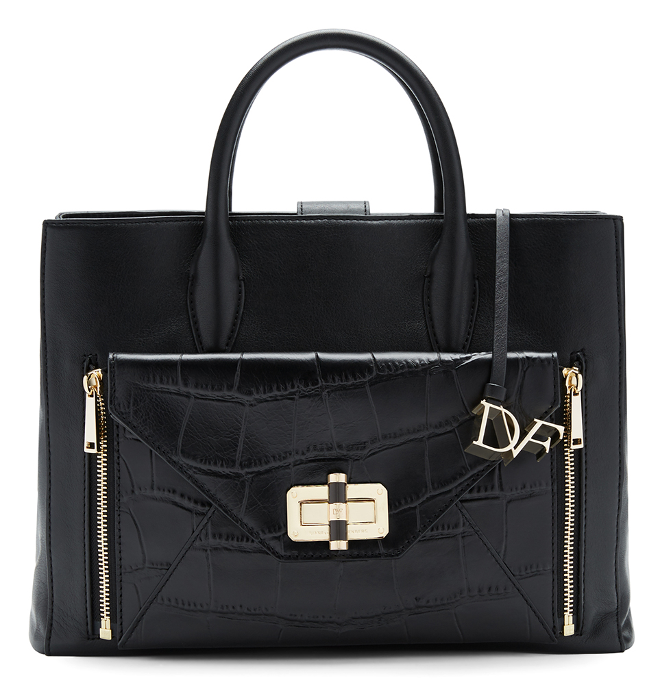 Diane von Furstenberg Secret Agent Large Croc-Embossed Tote, $498