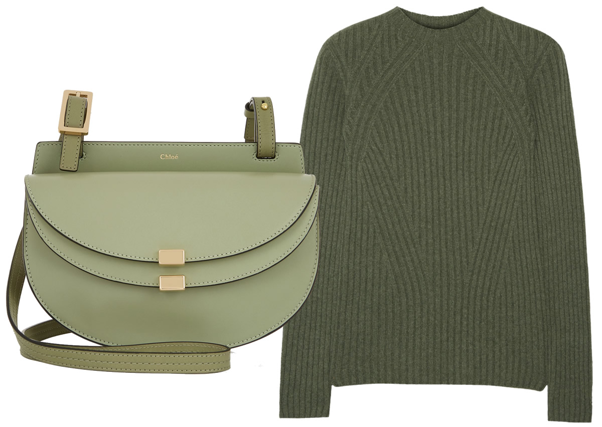 Chloé Georgia Bag $1,090 via Net-A-Porter and The Row Avery Ribbed Cashmere Sweater $990 via Net-A-Porter