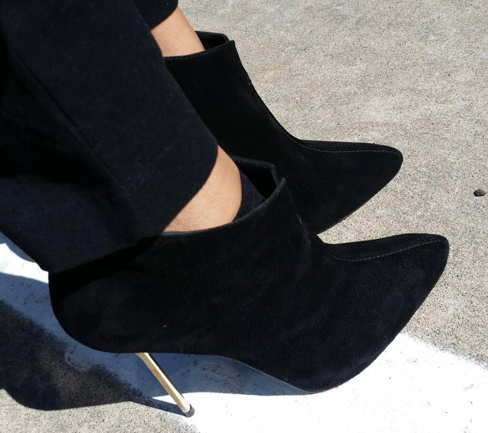 Metal-Heel-Suede-Booties