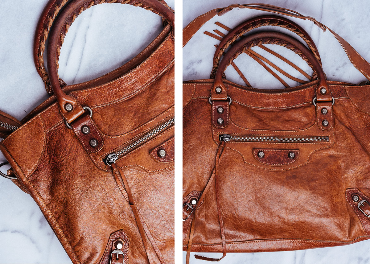 balenciaga brown leather bag