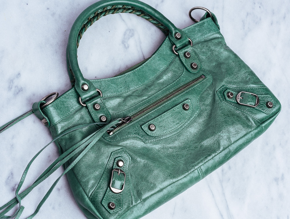 balenciaga green purse