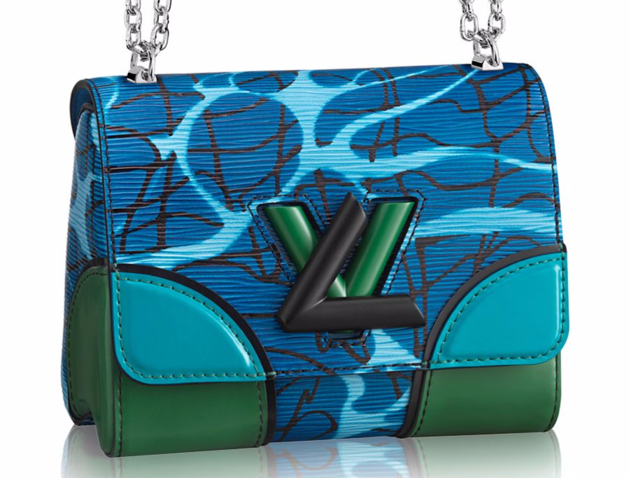 Louis Vuitton Alma Bb Aqua Print EPI Leather Satchel Crossbody Bag Blue