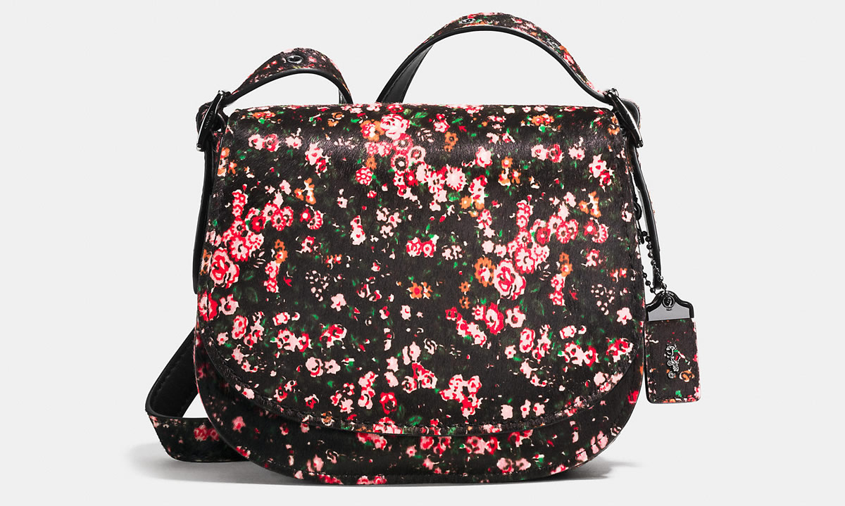 Coach Saddle 23 Bag floral printed haircalf