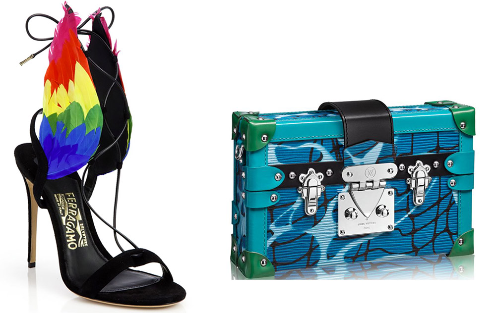 Salvatore Ferragamo By Edgardo Osorio Dream Wing Suede Sandals $1,250 via Saks LOUIS VUITTON EPI PETITE MALLE BAG $5,750 via Louis Vuitton