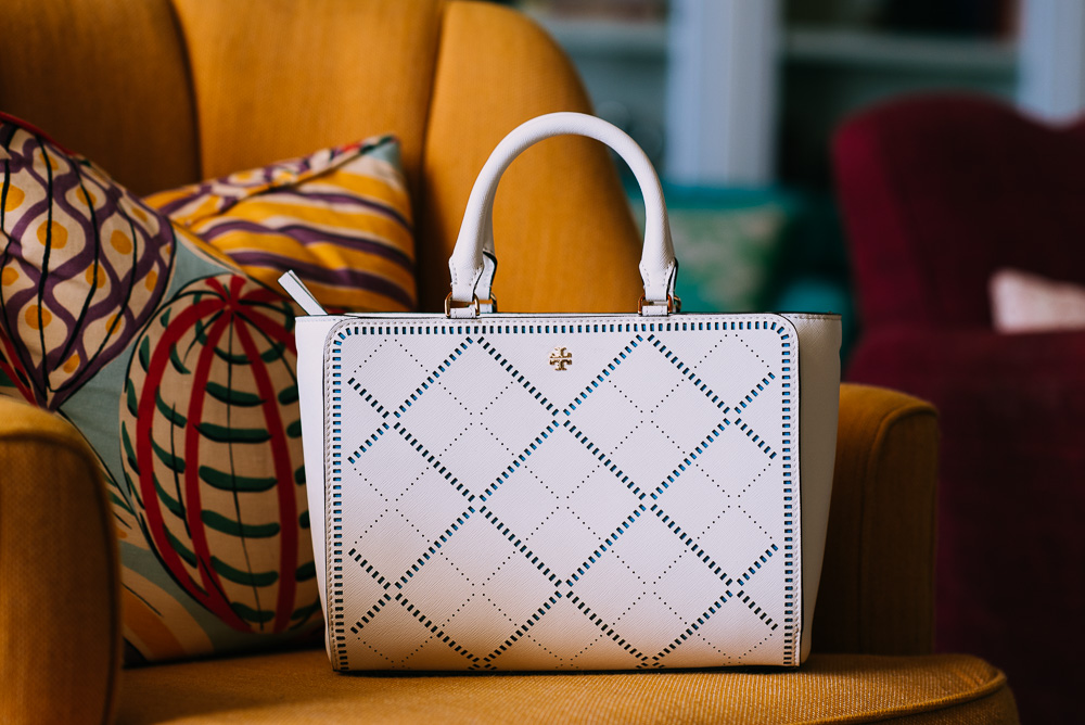 Tory Burch Robinson Crosshatch Small Zip Tote, $550