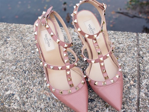 Valentino pink studded heels clearance