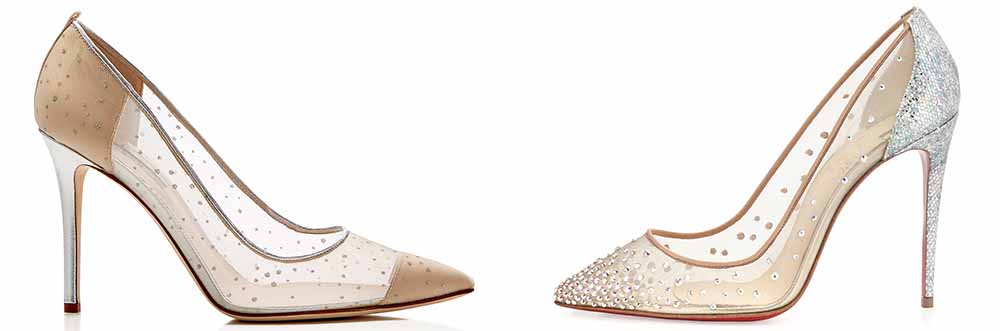 SJP by Sarah Jessica Parker Glass Glitter Dot Pointed Toe High Heel Pumps $365 via Bloomingdale;s Christian Louboutin Follies Strass Pump $1,195 via Bergdorf Goodman