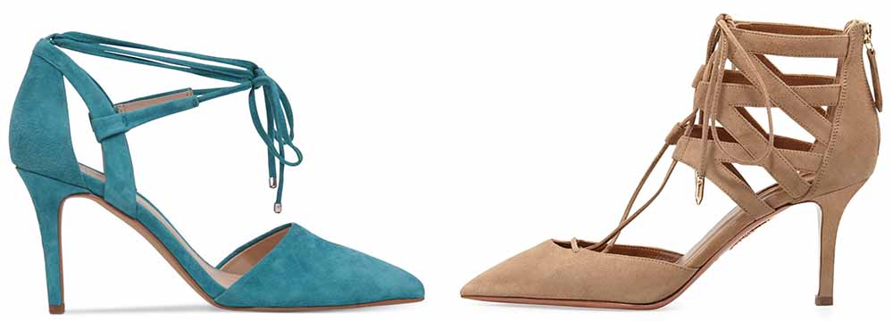 Vince Camuto Bellamy Tie-Front Pumps $119 via Macy's Aquazzura Belgravia Lattice Suede Sandal $725 via Bergdorf Goodman