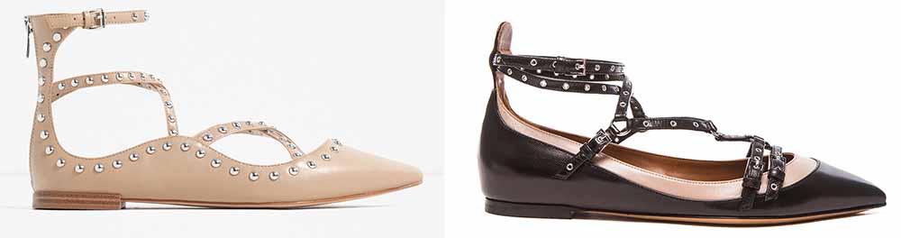 Zara Studded Ballerinas $70 via Zara Valentino Love Latch Leather Flats $975 via Forward by Elyse Walker