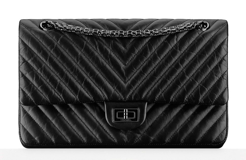 Chanel 21K Reissue 2.55 Black Chevron Aged Calfskin Quilted 225 (Medium)  AGHW